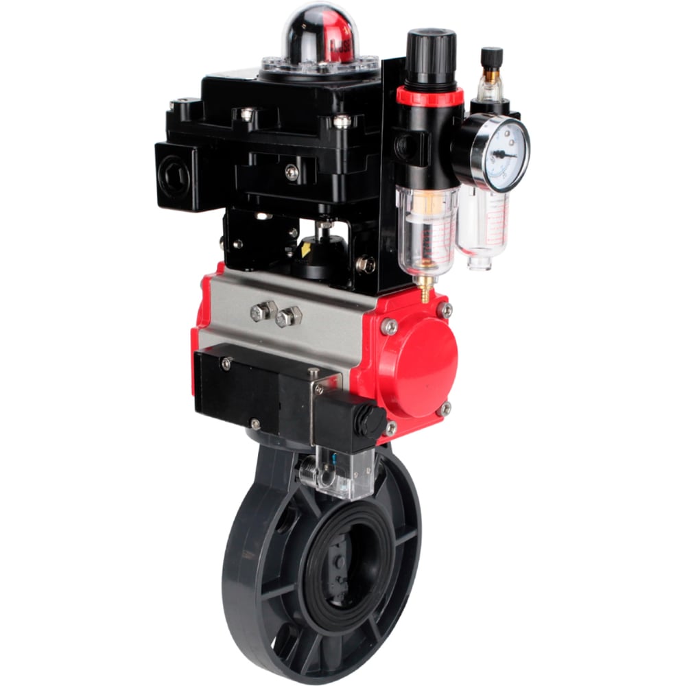 Изображение товара Затвор DN.ru НПВХ-НПВХ-E-2W-Fb-ISO Дн100 Ру10 пневмопривод дисковый