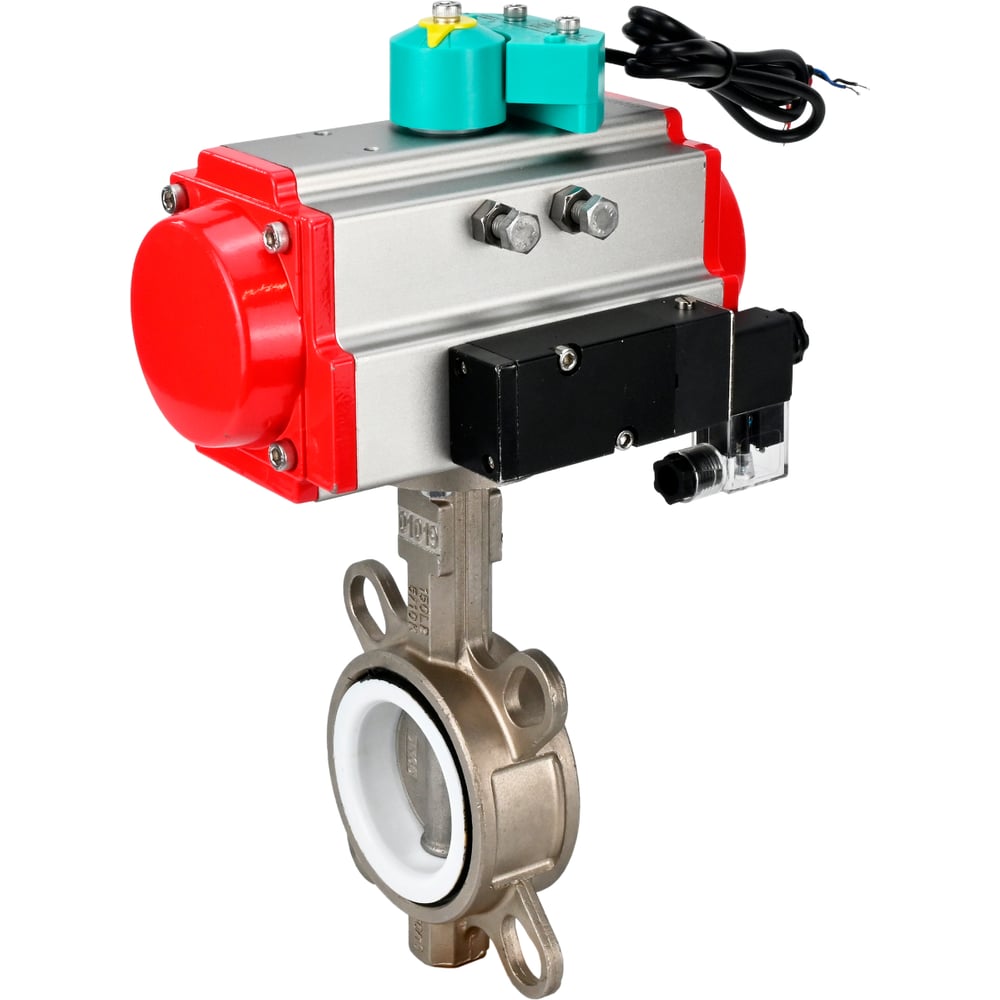 Изображение товара Дисковый затвор из нержавеющей стали Ду50 Ру16 с пневмоприводом и магнитным переключателем