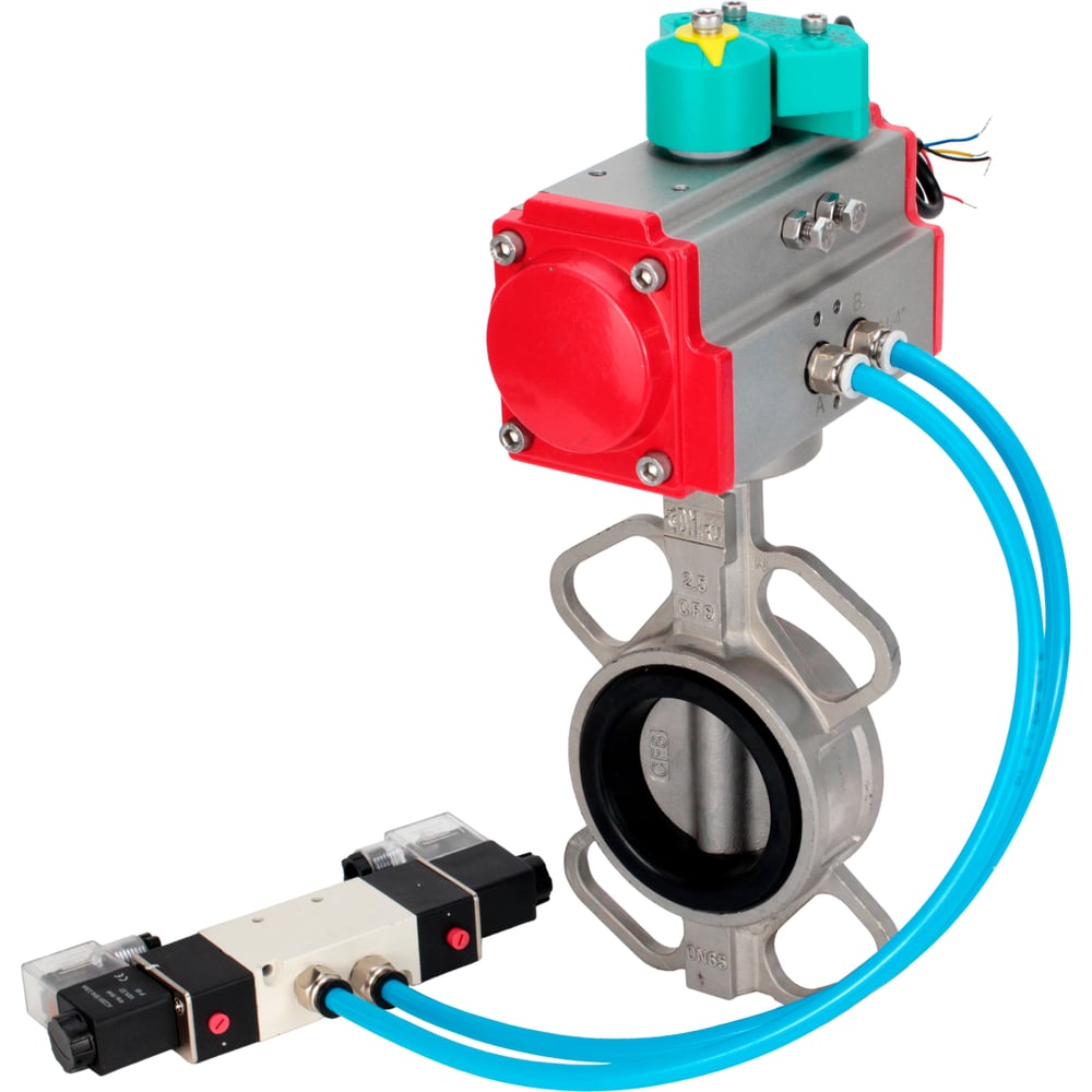 Изображение товара Затвор дисковый 304-304-VITON-2W-Fb-H Ду65 Ру16 с пневмоприводом