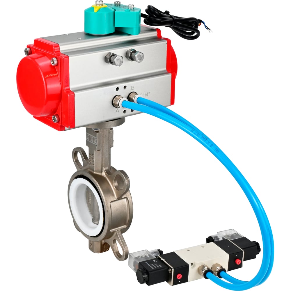 Изображение товара Затвор дисковый 304-304-PTFE-2W-Fb-H Ду50 Ру16 пневмопривод DA-065 магнитный МППП-200