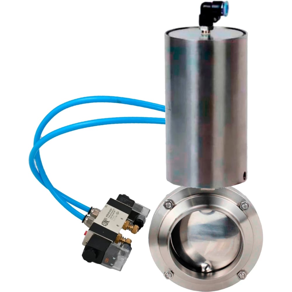 Изображение товара Затвор дисковый DN.ru 304-304-EPDM-2W-W-H Ду50 Ру10 пищевой нержавеющей стали