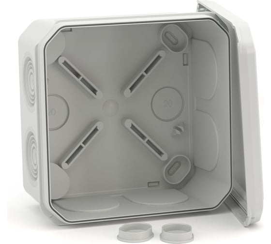 Изображение товара Ответвительная коробка DKC с 8+2 кабельными вводами d25/20мм IP55 100х100х50мм 53800