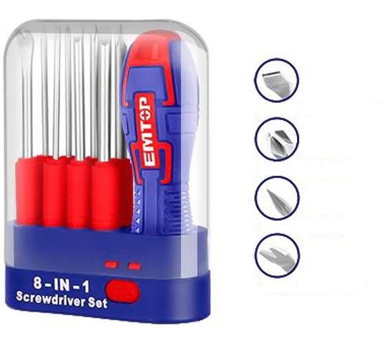 Изображение товара Отвертка со сменными насадками emtop 9шт ESDRH0902