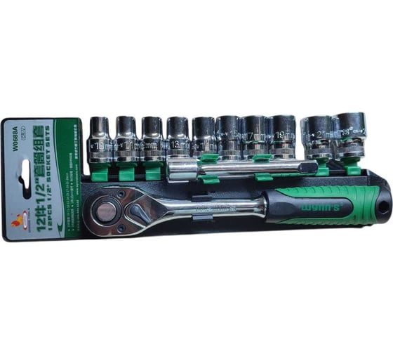 Изображение товара Набор торцевых головок WYNNS 1/2 с трещеткой, CrV, 12шт., 10-24мм W0688A/ Tools 00-00006975
