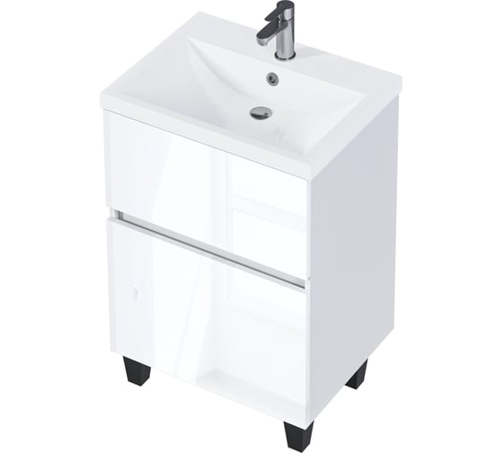 Изображение товара Тумба 1Marka Aris 60Н (600x910x450) 2я белая аляска/белый глянец Ц0000035775