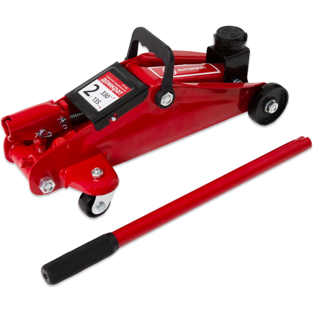 Изображение товара Домкрат подкатной гидравлический AUTOPROFI 2 тонны, высота подъёма 135 - 330 мм, резиновая опора DP-20R