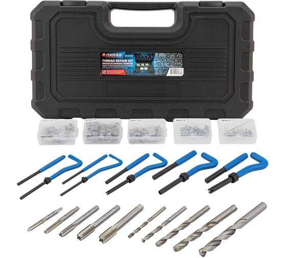 Изображение товара Набор приспособлений и футорок для восстановления резьбы Forsage 131 предмет (М5х0,8 М6х1,0 М8х1,25 М10х1,5 М12х1,75) F-9131U1(66084)