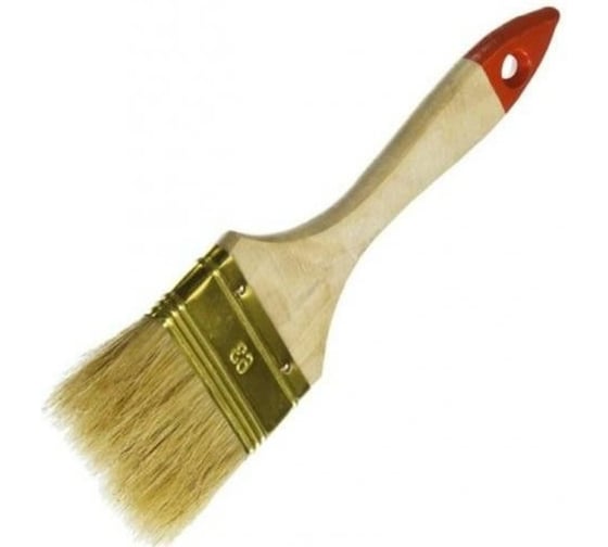 Изображение товара Кисть плоская ГРИПСО 63 мм, деревянная ручка, светлая щетина, 10шт П63-10