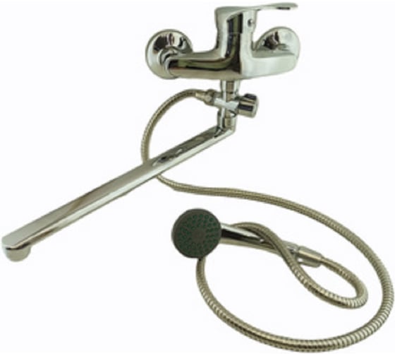 Изображение товара Смеситель для ванны однорычажный GRIALE поворотный плоский излив, 35 см, переключатель (дивертор) с керамическими пластинами, керамический картридж с двойным уплотнением 40 мм. DK-8064-6