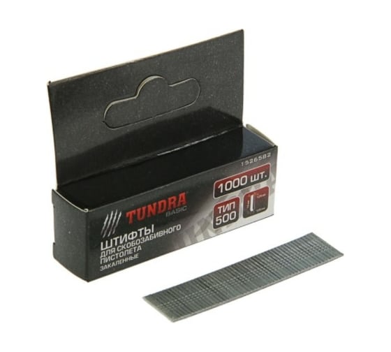 Изображение товара Гвозди для степлера ТУНДРА закаленные, тип 500, без шляпки, 14 мм, 1000 шт. 1526582