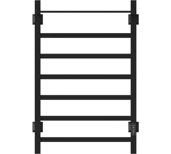 Изображение товара Полотенцесушитель электрический MIXLINE TRIUMPH 80x50 таймер, 558Вт, 6 перекладин + ПОЛКА, черный 56384