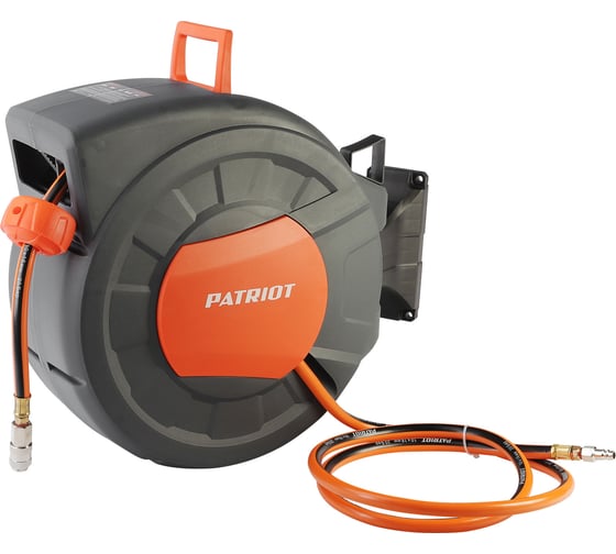 Изображение товара Шланг пневматический армированный на автоматической катушке Patriot PHC 15/16H (прямой, гибрид, 15 м, 10х16 мм, 20/60 бар) 520002440