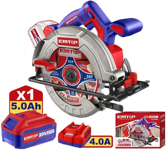 Изображение товара Циркулярная пила аккумуляторная emtop ELCS1851