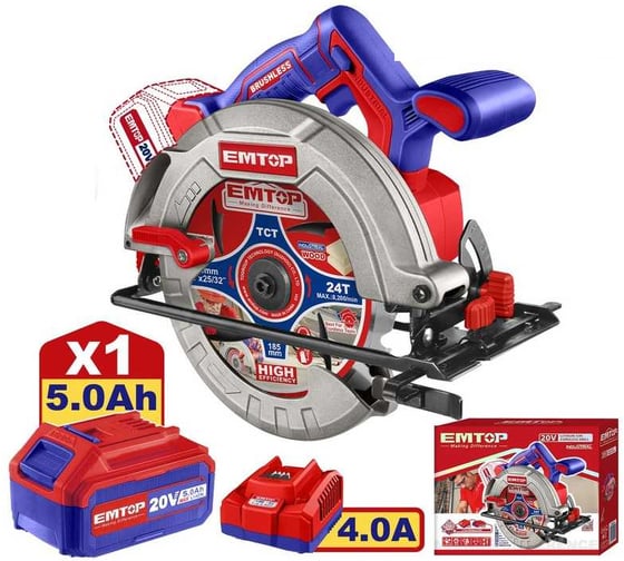 Изображение товара Циркулярная пила аккумуляторная emtop ELCS18513
