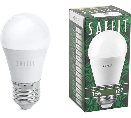 Изображение товара Светодиодная лампа SAFFIT SBG4515 Шарик E27 15W 4000K 55213
