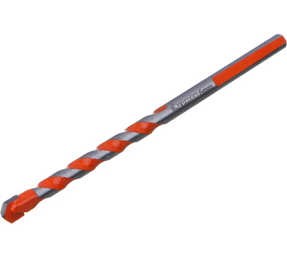 Изображение товара Сверло универсальное ЕРМАК 6мм, 3-хгранный хвостовик, резец bk6, стержень 40Cr 604-088
