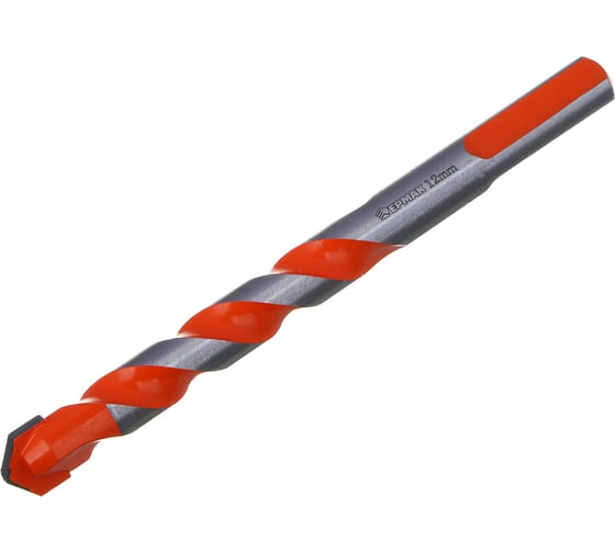 Изображение товара Сверло универсальное ЕРМАК 12мм, 3-хгранный хвостовик, резец bk6, стержень 40Cr 604-091