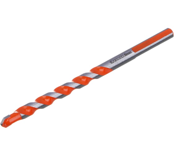 Изображение товара Сверло универсальное ЕРМАК 8мм, 3-хгранный хвостовик, резец bk6, стержень 40Cr 604-089