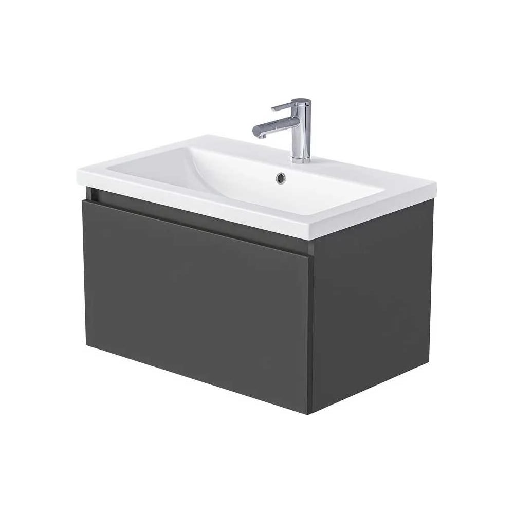 Изображение товара Современная подвесная тумба Aris mini с ящиком и раковиной 60П серый