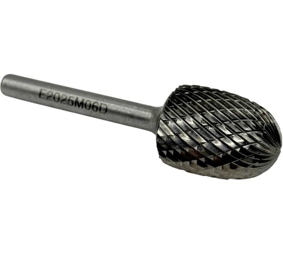 Изображение товара Бор-фреза твердосплавная TORNERI тип E202506 (овальная), 20.0 мм, хвостовик 6 мм, двойная насечка Т025362