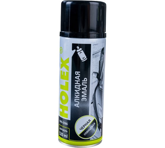 Изображение товара Аэрозольная эмаль HOLEX черная, глянцевая, алкидная, 520 мл HAS-2566