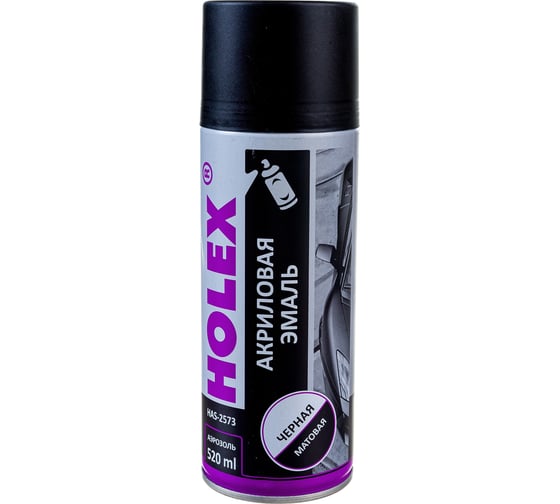 Изображение товара Аэрозольная эмаль HOLEX чёрная, матовая, акриловая, 520 мл HAS-2573