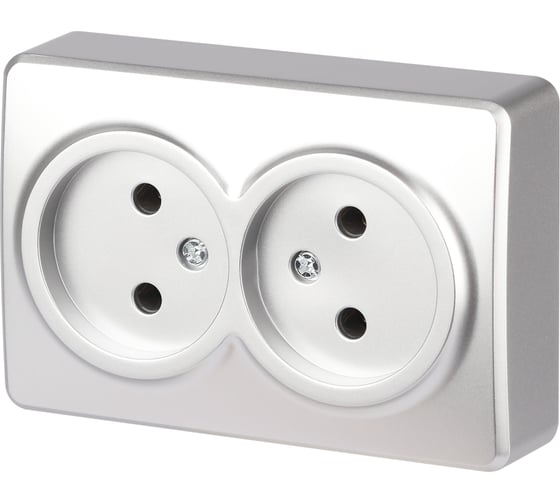Изображение товара Розетка ЭРА Эксперт 11220203 2x2P IP20 16A250В ОУ алюминий Б0063016