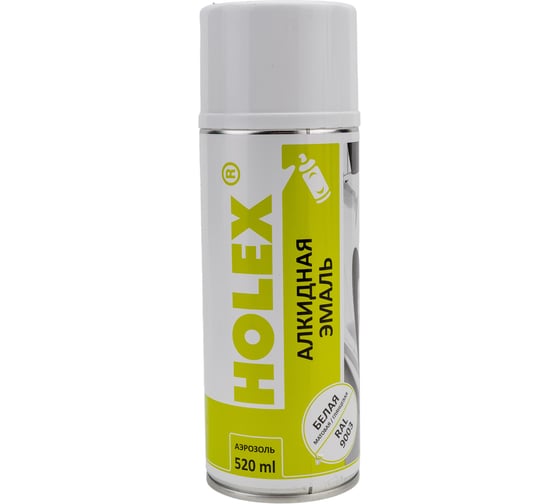 Изображение товара Аэрозольная эмаль HOLEX белая, универсальная, глянцевая, 520 мл HAS-2054