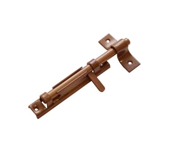 Изображение товара Задвижка накладная DOMART с плоской ручкой коричневый металлик 4607111620248