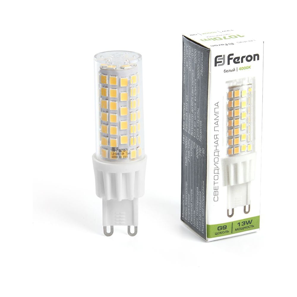 Изображение товара Светодиодная лампа G9 13W 4000K FERON LB-436 для общего освещения