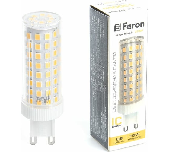 Изображение товара Светодиодная лампа FERON LB-437 G9 15W 2700K 38212