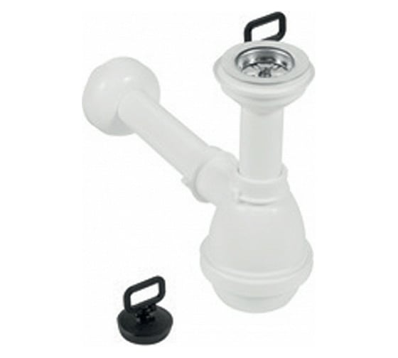 Изображение товара Пластиковый выпуск для хозяйственной раковины HATRIA в комплекте с сифоном, белый YXZ801