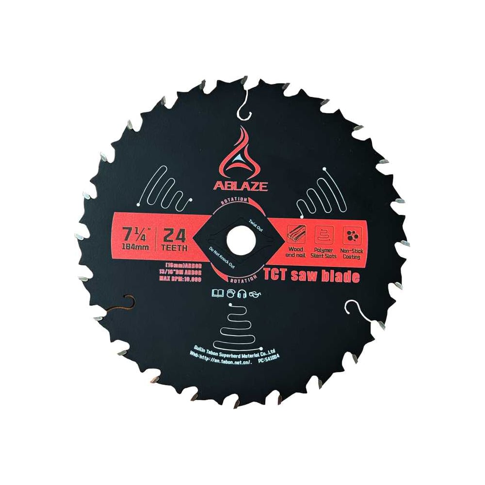 Изображение товара Диск для обрезки гвоздей, дерева, акрила TEBON ABLAZE TWD075T24 7 1/4 дюймов