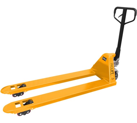 Изображение товара Гидравлическая тележка PROLIFT AC 25, 2500 кг, 1150х550мм, резин.колесо,дв.полиур.ролик, цвет желтый AC 25-1150x550-R/P-Y