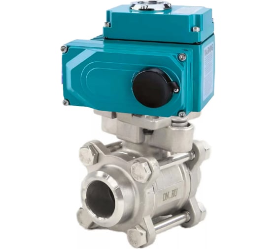 Изображение товара Кран шаровой DN.ru 316-316-PTFE-W-ISO-H Ду10 Ру63 с 1/4-оборотным электроприводом QT2-N-020 380В D160-56142