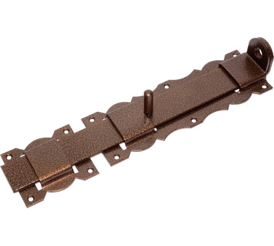 Изображение товара Засов с проушиной фигурный DOMART ЗПФ-350 медь антик 4660046014315