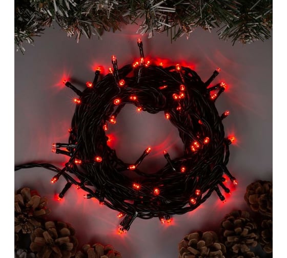 Изображение товара Нить Luazon ECO IP44, 10 м, Н.Т. LED-100-220V, 8 режимов, красный 671659