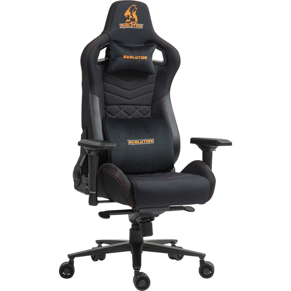 Изображение товара Геймерское кресло EVOLUTION CONQUEROR FABRIC Black с регулировками и поясничным упором