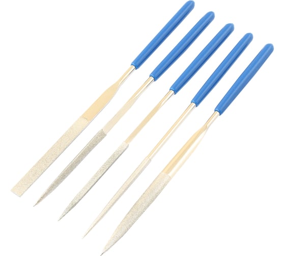 Изображение товара Набор надфилей TLX алмазных из 5шт. L140x3 с обрезиненными ручками 75885