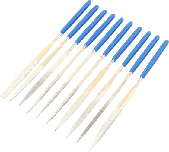 Изображение товара Набор надфилей TLX алмазных из 10шт. L140x3 с обрезиненными ручками 75887