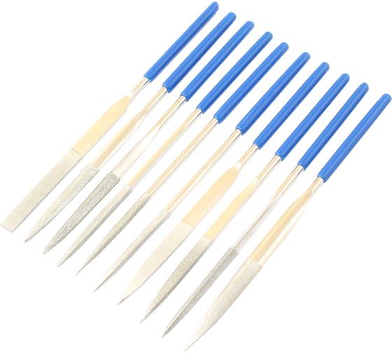 Изображение товара Набор надфилей TLX алмазных из 10шт. L160x4 с обрезиненными ручками 75890