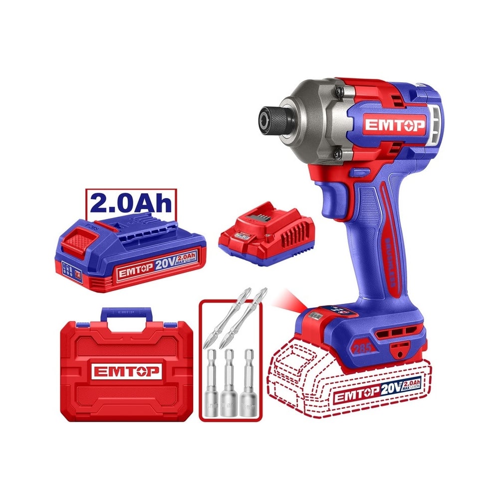 Изображение товара Гайковерт ударный аккумуляторный EMTOP ECIRL2028