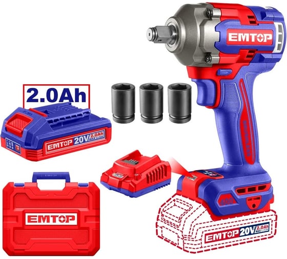 Изображение товара Гайковерт ударный аккумуляторный EMTOP ECIWL2040