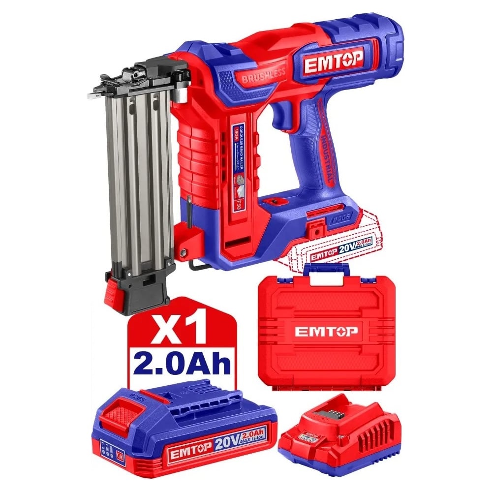 Изображение товара Гвоздезабивной пистолет аккумуляторный EMTOP ELBNLI5008 для гвоздей по дереву