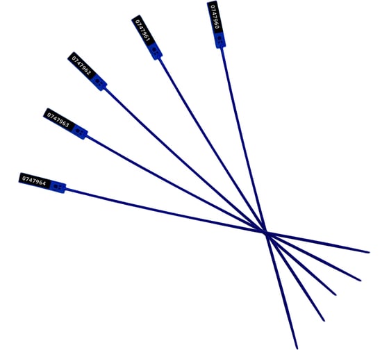 Изображение товара Пломба пластиковая номерная ТПК Технологии Контроля ЭКОтрэк 255 мм (Цвет: синий) 100 шт 24336