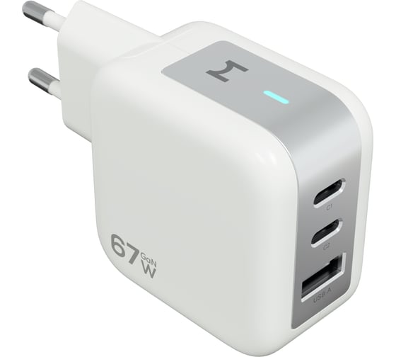 Изображение товара Cетевое зарядное устройство MAGSSORY Pulse 67W GaN, с функцией быстрой зарядки, White ACH011w