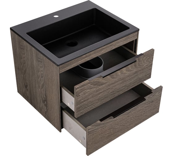 Изображение товара База под раковину Chiara 2D 600 подвесная, 2 выкатных ящика soft-close, R.Oak. VINCEA VMC-2C2600RO