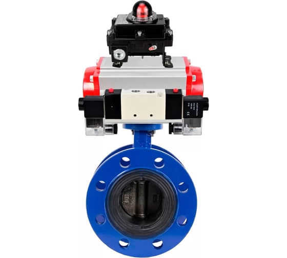 Изображение товара Затвор дисковый DN.ru GGG40-304-EPDM-2W-F-H Ду100 Ру16 пневмопривод DA-105, пневмораспределитель (2EM) 220VAC, БКВ LSB-410 D050-56223