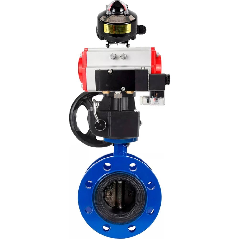 Затвор дисковый DN.ru GGG40-304-EPDM-2W-F-H Ду100 Ру16, пневмопривод DA-105, пневмораспределитель 220VAC, БКВ LSB-510, ручной дублёр HDM-3 D050-56446