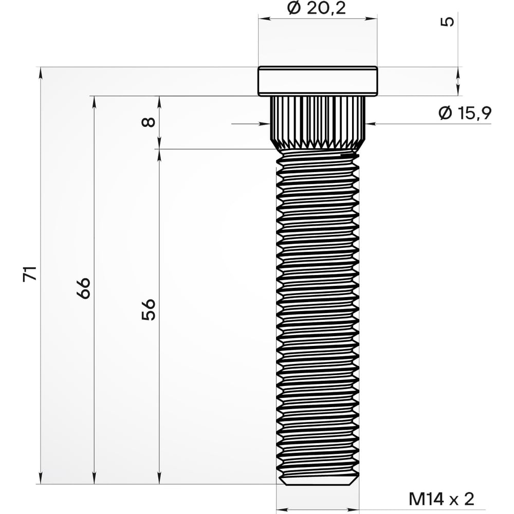 Изображение товара Шпилька колесная AIRLINE M14x2x56x71 для Ford, 20 шт
